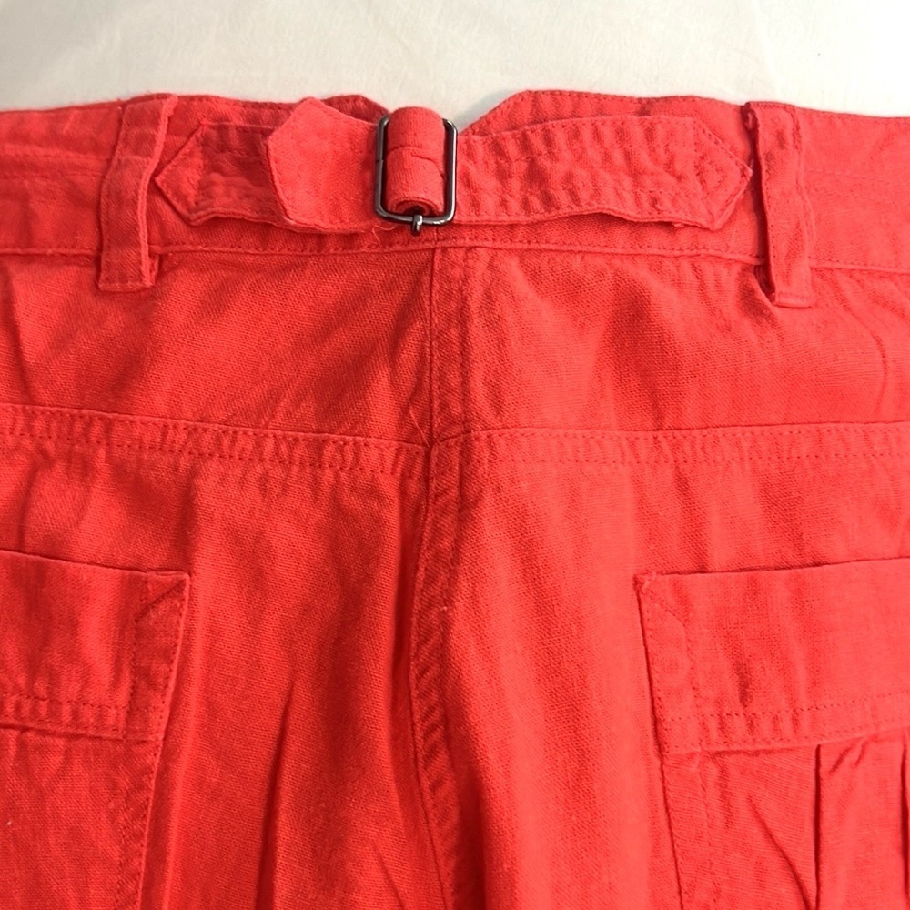 Acua Linen Blend 8”Rise Wide Leg Pants Red Adjustable Waist Resort Chic Size L - Picture 7 of 11